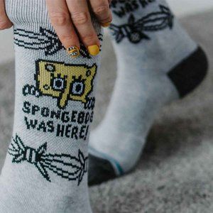 Stance Spongebob Squarepants Crew Socks Small Gray